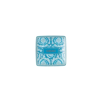 Piattino/Coppetta quadrato Versace 12 cm decoro Barocco Teal azzurro