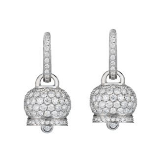 Orecchini Chantecler Campanella medi in oro bianco 18 KT e pavé di diamanti