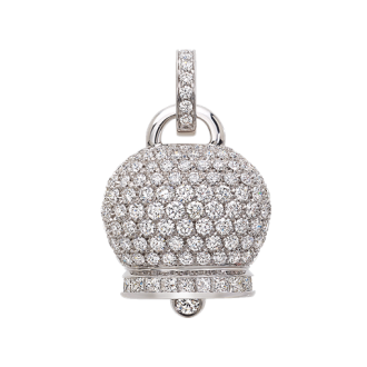 Ciondolo Chantecler Campanella grande in oro bianco 18 KT e pavé di diamanti