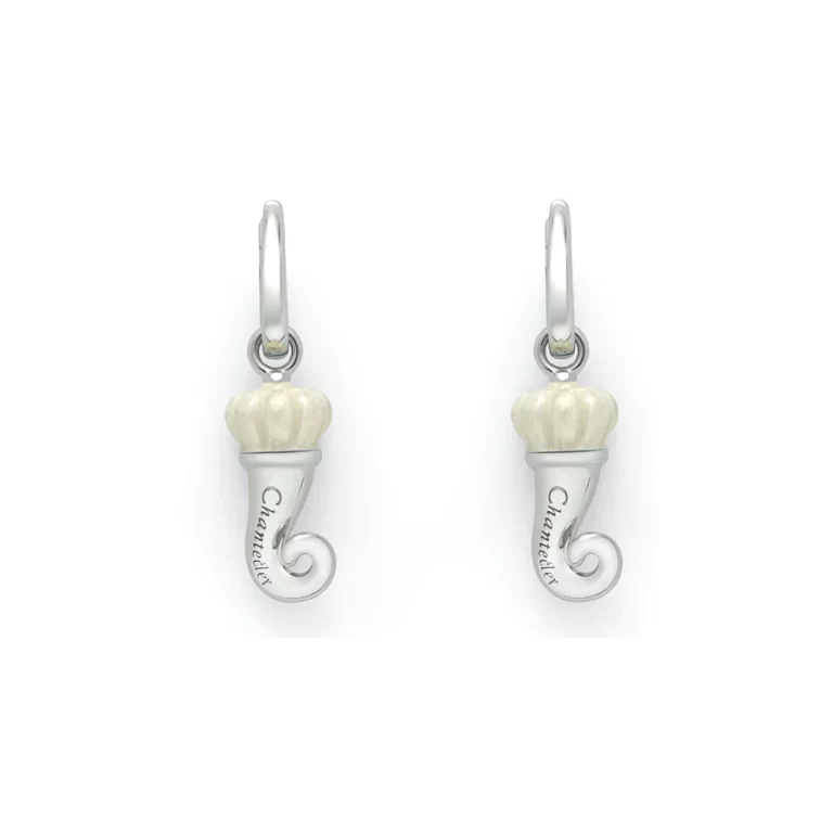 Orecchini Chantecler Et Voilà Corni in Argento e Smalto Bianco ref 36413