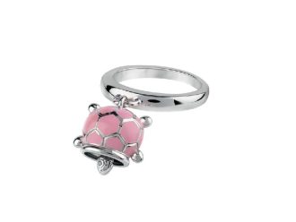 ANELLO CHANTECLER TARTARUGA MICRO IN ARGENTO, SMALTO ROSA E DIAMANTE BIANCO REF 39016 MISURA 11