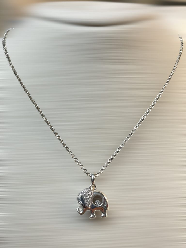 Collana Chopard Happy Diamonds Elephant in Oro Bianco 18 KT ref 792277-1001