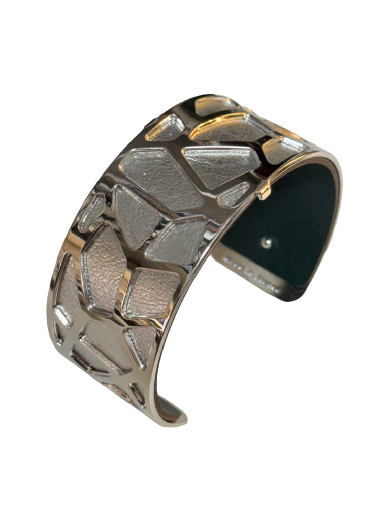 Bracciale Les Georgettes Les Essentielles 25 mm Reversibile Argento/Verde Scuro