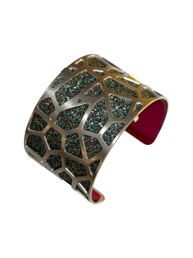 Bracciale Les Georgettes Les Essentielles 40 mm Reversibile Platino Glitter/Magenta