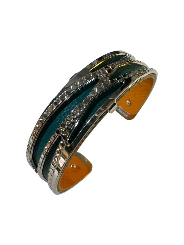 Bracciale Les Georgettes Les Essentielles 14 mm Reversibile Verde Petrolio/Arancio