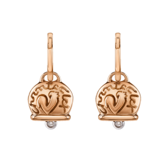 Orecchini Chantecler Campanella medi in oro rosa 18 KT e diamanti nei batacchi