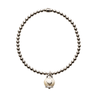 Bracciale Chantecler elastico Et Voilà con ciondolo Campanella micro in argento e smalto bianco misura L