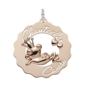 Ciondolo Chantecler Logo Principe Ranocchio innamorato grande in oro rosa 9 KT e diamanti