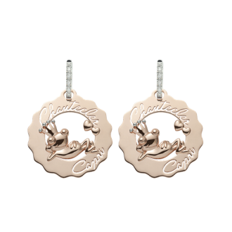 Orecchini Chantecler Logo Principe Ranocchio innamorato piccoli in oro rosa 9 KT e diamanti