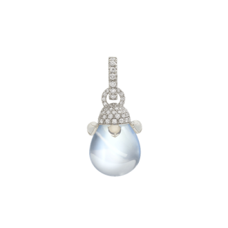 Ciondolo Chantecler Joyful in oro bianco 18 kt, diamanti e poire in cristallo color milky