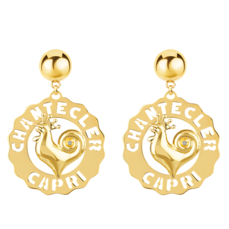 Orecchini Logo Gallo grande in oro giallo 18 KT e Diamanti