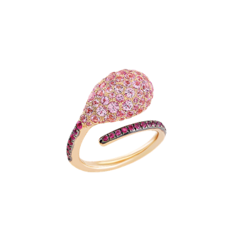 Anello Chantecler Joyful in oro rosa 18 Kt e zaffiri rosa misura 13