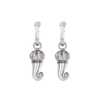 Orecchini Chantecler piccoli Et Voilà Horn in argento con due diamanti taglio brillante