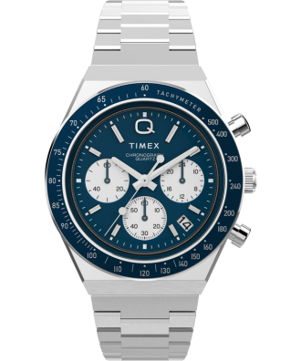 Orologio Timex cronografo collezione Q Timex quadrante blu in acciaio