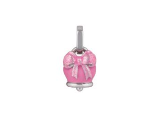Ciondolo Chantecler Campanella micro con fiocco in argento, smalto rosa e rosa glitter