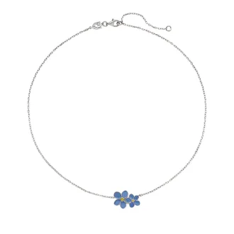 Collana Chantecler Girocollo non ti scordar di me in argento, smalto bianco, turchese e giallo