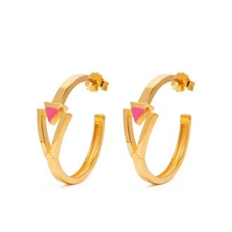 Orecchini a cerchio Valentina Ferragni Studio Arianna in argento e smalto fucsia