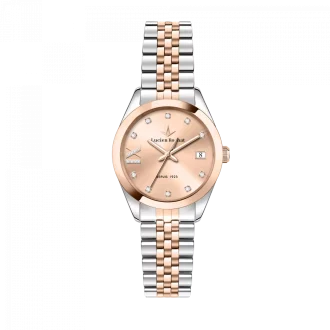 Orologio Lucien Rochat Collezione Madame tempo e data cassa Rose-gold in acciaio e diamanti