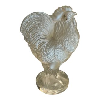 Scultura Lalique Gallo in Cristallo Smerigliato