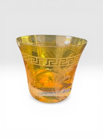 Bicchiere Versace da whisky in cristallo collezione Arabesque color ambra