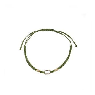 Bracciale Rue des Mille in tessuto verde e argento